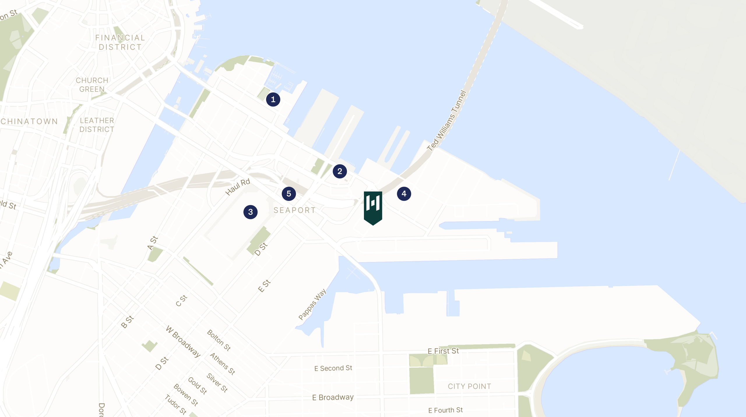 Map showing the location of 2 Harbor with icons for LOCATION tab