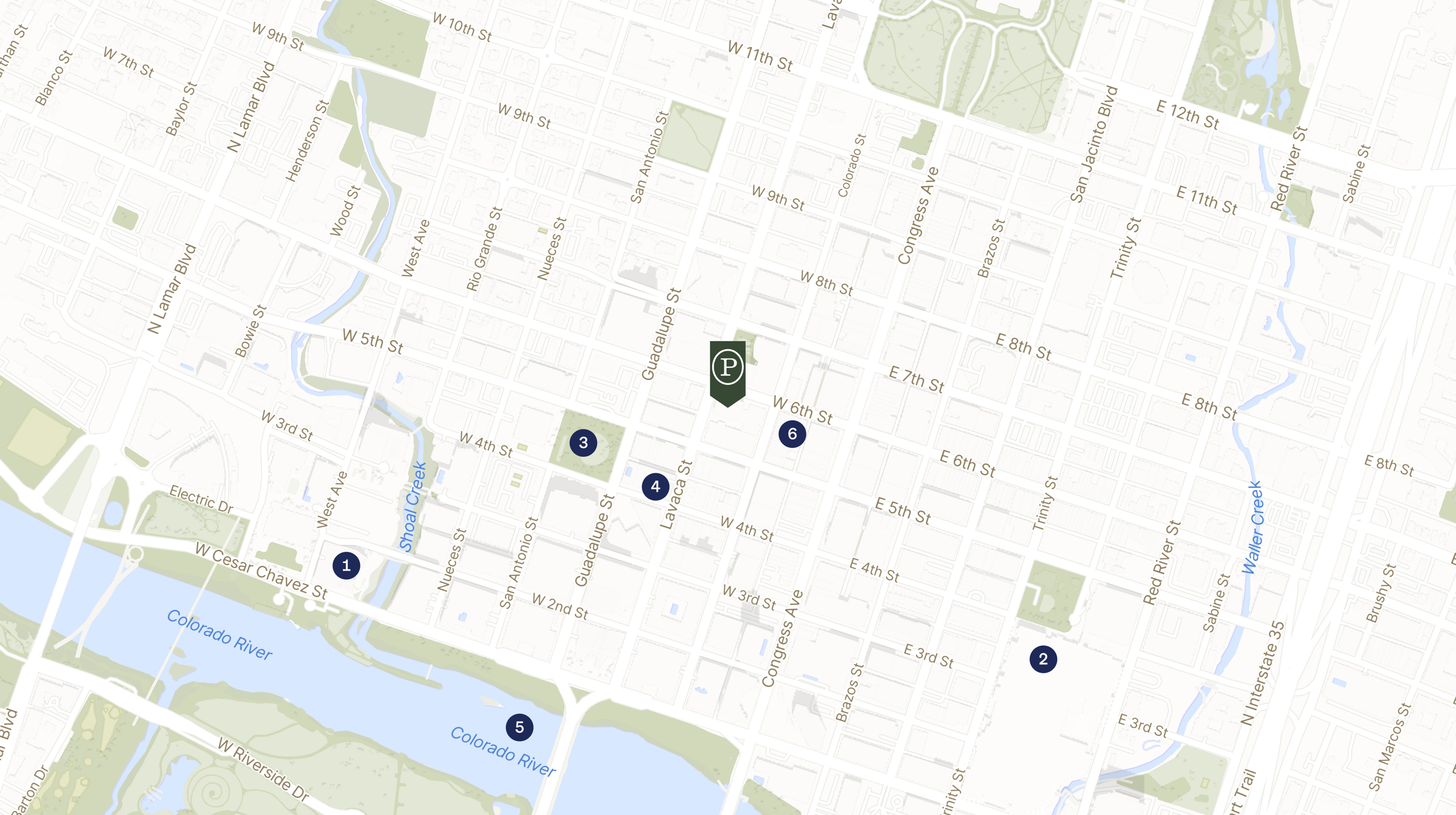 Map showing the location of Procore Tower with icons for LOCATION tab