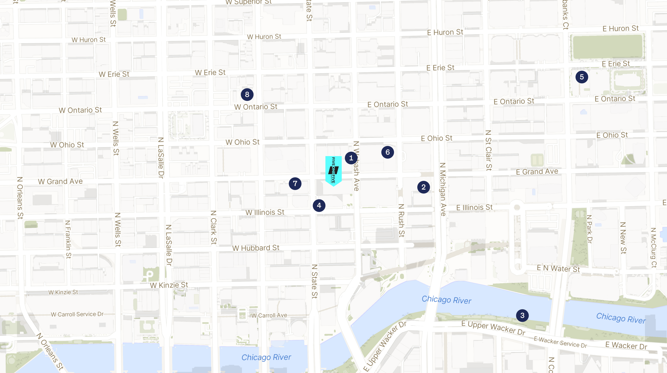 Map showing the location of 515 North State with icons for LOCATION tab
