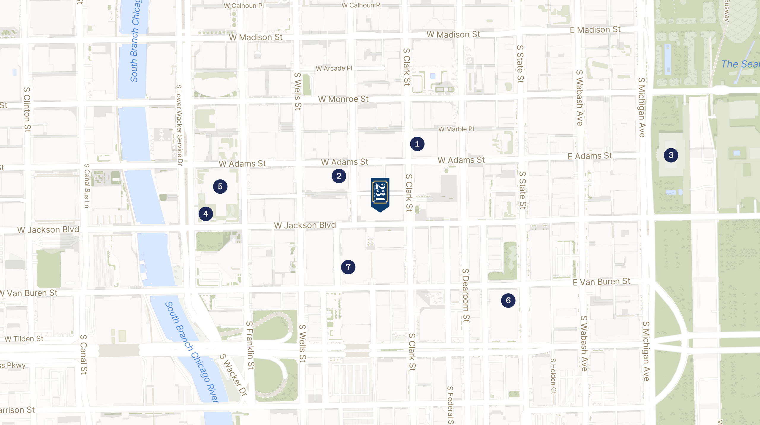 Map showing the location of Central Standard Building with icons for LOCATION tab